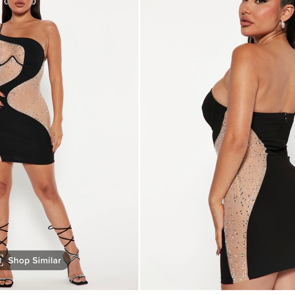 Black and rhinestone mini dress